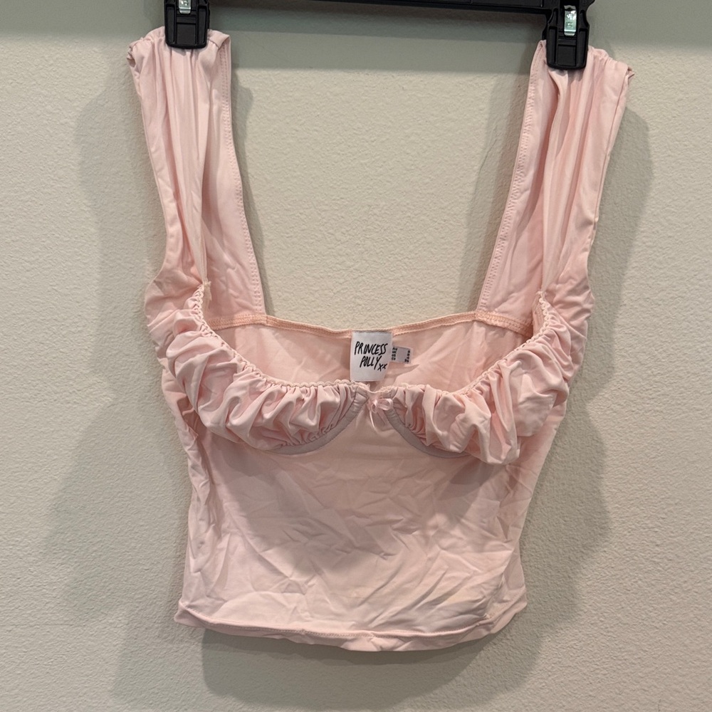 Princess Polly Pink Ruffled Crop Top